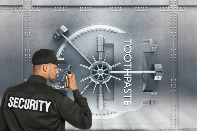 Employee Radios For Manager to Come Unlock Bulletproof Vault of $2.99 Toothpaste
