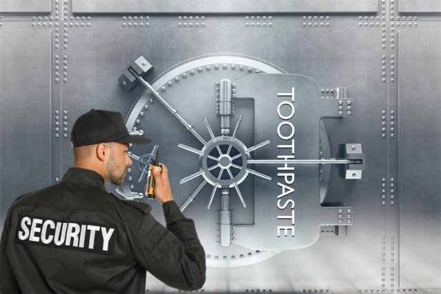 Employee Radios For Manager to Come Unlock Bulletproof Vault of $2.99 Toothpaste
