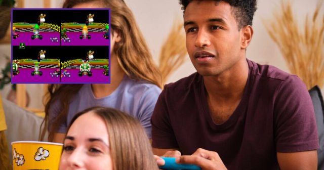 High Person Looking at Wrong Square in Mario Kart Amazed to Be Killing Rainbow Road for the First Time