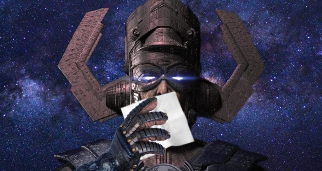 Galactus Discreetly Spits Into a Napkin After Taking Bite of Earth